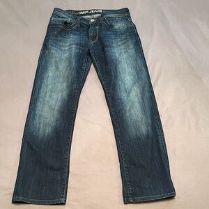 Mavi Men's Regular Rise Straight Leg Jeans in Washed Dark Blue